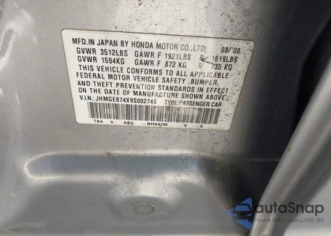 2009 Honda Fit Sport z USA, uszkodzony, nr VIN JHMGE874X9S002748